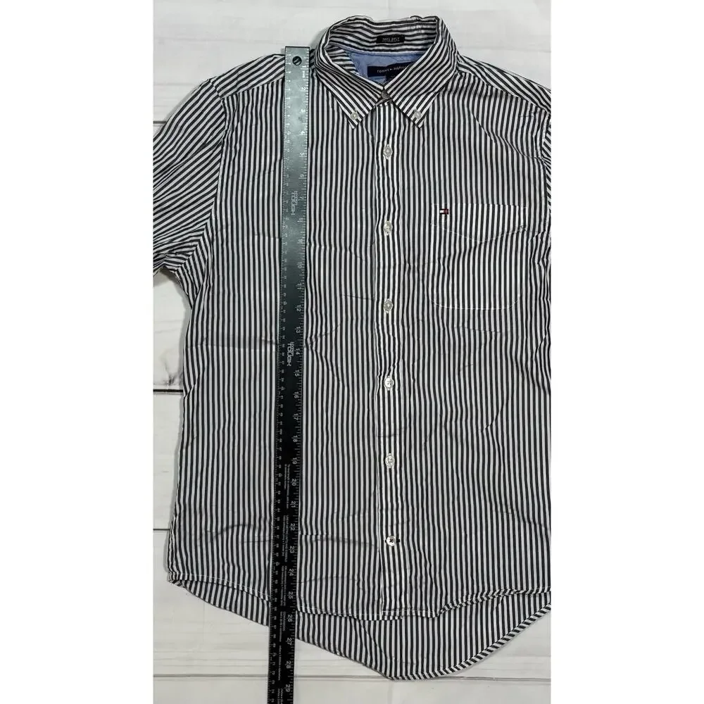Tommy Hilfiger Button Down Mens Small White/Blue Stripe 100’s 2PLY Double Retros - Picture 4 of 5